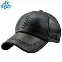 Gorra de Béisbol de Cuero Sintético para Hombre, Gorro Cálido de Alta Calidad con Logotipo para Invierno de Mediana Edad, a Prueba de Frío, Novedad de Otoño