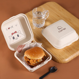 Kotak Makanan Sekali Pakai Tahan Air Ramah Lingkungan dari Kertas Kraft dengan Bahan Daur Ulang, Kotak <span class=keywords><strong>Burger</strong></span> & Sushi dari Pulp Cetak - Product Image 3