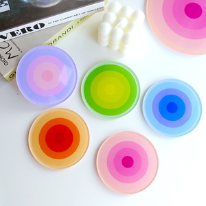 Sous-verre en acrylique Premium style Ins, motif dégradé Bullseye, épais, isolant thermique, pour café - Product Image 2