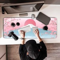 Tapis de souris de jeu esthétique Sakura Anime Cartoon, mignon, bleu clair, taille XL, en stock