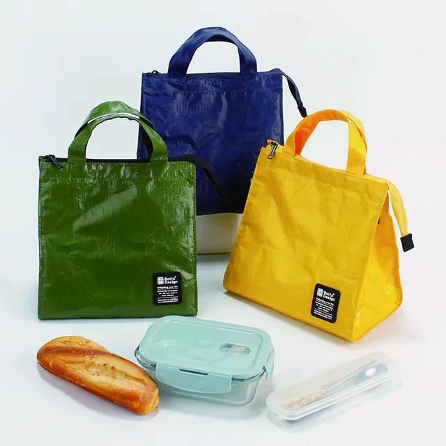 थोक पीपी बुने कपड़े थर्मल इन्सुलेशन बैग के साथ थर्मल इन्सुलेशन बैग रेशम स्क्रीन लोगो अनुकूलित लंच बैग