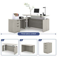 Bureau de direction en forme de L avec double moteur électrique réglable levage debout Table de bureau ergonomique
