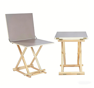 Mesa de estudio de madera de haya Huixishi 60x80cm con caballete de pintura ajustable y silla de estudio de arte con estructura metálica para fotografía - Product Image 1
