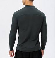 T-shirt à manches longues et à séchage rapide pour hommes, vêtements de sport de course à pied, demi-fermeture à glissière, t-shirt d'entraînement mince