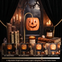 Lampe chauffe-bougie citrouille avec couvercle en céramique creux de style gothique, base en métal lestée, lampe à fond de cire pour Halloween