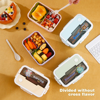 Jieyang LEBO Nouveau produit Boîte à lunch en plastique de 1500ml avec logo personnalisé Bento de haute qualité pour l'école et le bureau avec ensemble de couverts