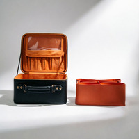 Sac de rangement pour maquillage personnalisé, grande capacité, multifonctionnel, en cuir PU grain litchi, minimaliste, luxueux, texturé