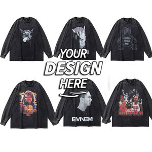 T-shirt à manches longues en coton 100% personnalisé BE26L pour homme, logo vintage personnalisé, délavé, surdimensionné, t-shirt délavé - Product Image 1