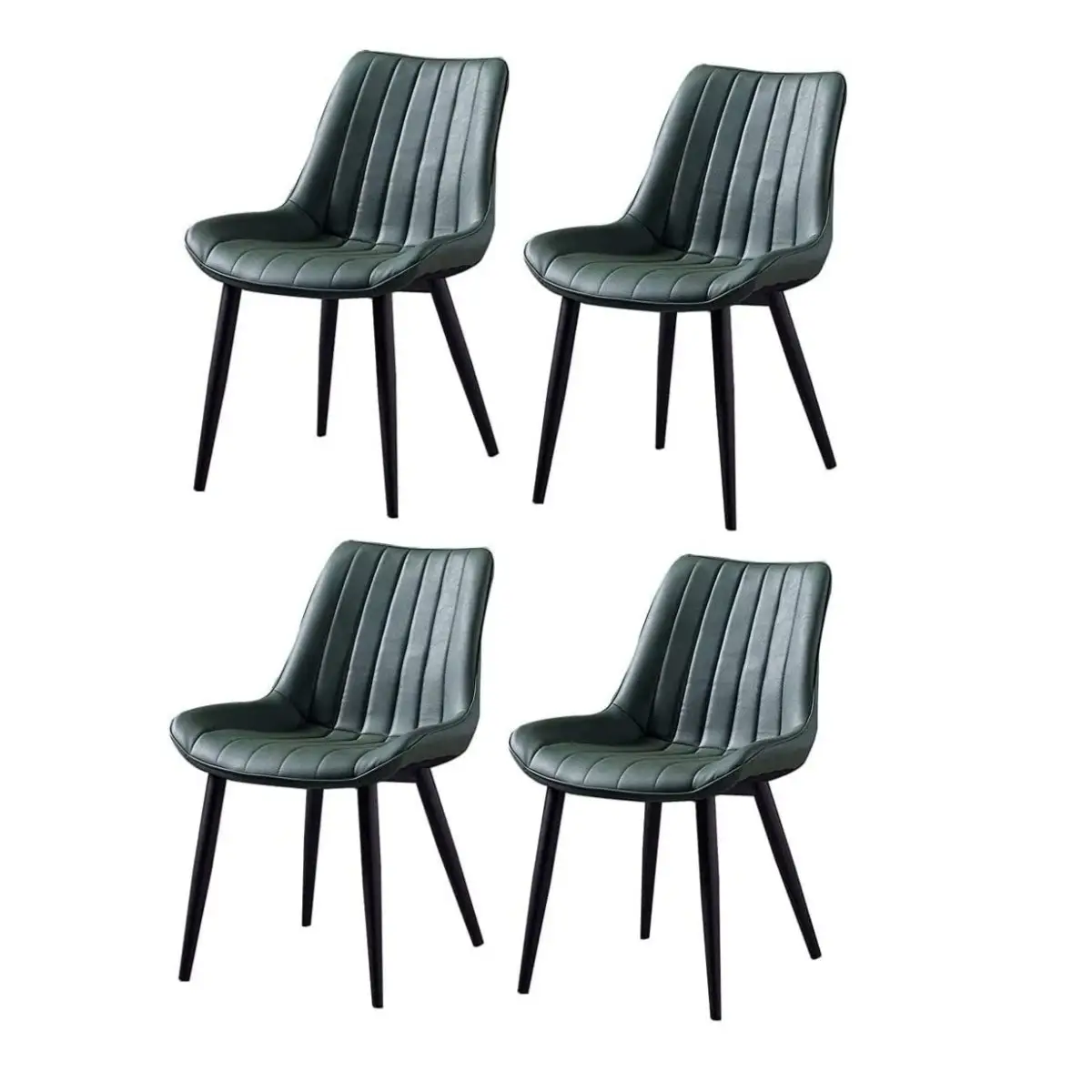 Modern Soft PU Leather Cover Thick Padded Side Chairs Vintage Home Kitchen Cafe Dining Room Chairs Set with Sturdy Metal Legs