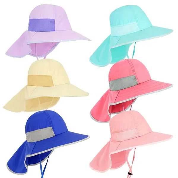 Оптовая продажа, новинка 2021, детские летние шляпы для рыбалки, быстросохнущая УФ-шляпа для защиты шеи, детские шляпы от солнца
