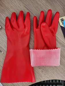 قفازات حمراء مقاومة للمواد الكيميائية قفازات حماية للصناعة الكيميائية - Product Image 2