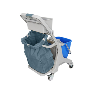Multifunction Plastic Cleaning Cart Mini Round Mop Bucket Floor Cleaning <b>Trolley</b> with Brake Wheel and Reusable Nylon Garbage Bag - Product Image 4