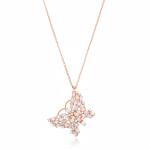 Papillon Design Clair Zircon Pierre Forme Charme Collier Pendentif En Gros Fabriqué À La Main 925 Bijoux En Argent Sterling - Product Image 2