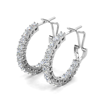 Boucles d'oreilles créoles de luxe en zircone cubique de haute qualité plaqué or 18 carats femmes en argent Sterling 925 accessoire pour cadeau