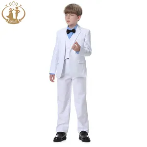 Nimble Three Pieces White Boy Suit Set Wedding Piano Costumes Two Button Kid Suit Party Clothes Baby Boy Suit