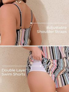 Combinaison rayée sans manches en deux pièces pour femme – Combinaison décontractée en jersey grande taille pour les vacances - Product Image 5