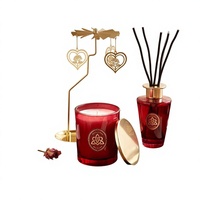 Set Hadiah Aroma Wangi Kayu Cendana Lilin Aromaterapi Liontin Kotak Hadiah Seri Romantis Merah Anggur untuk Liburan