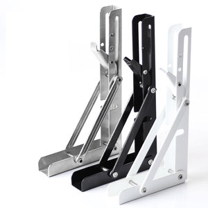 Support d'étagère pliable en acier inoxydable pour fixation murale d'angle, organisateur de rangement pour étagères - Product Image 1