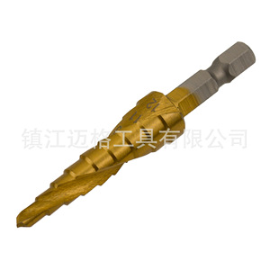 Hexagonal Shank Spiral <b>Step</b> <b>Drill</b> Bit Metric Gold Finish For Metal Drilling 3Pc Set - Product Image 2