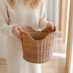 Rattan <b>Storage</b> <b>Basket</b> <b>Large</b> Bowl Shape With Handle For Home Bedroom Organization - Product Image 1