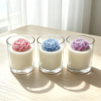 Moderne Blumenförmige Aromatherapie-Sojakerze im Glasgefäß, Sauber Brennend, für Zuhause, Spa, Feiertage, Hochzeit, Valentinstag, Bars, Großhandel