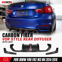 Diffuseur arrière en fibre de carbone sèche ZESON de style V avec éclairage pour BMW M3 F80 M4 F82 F83 2014-2018