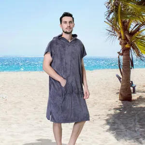 Surf Poncho Men Women Recycled Beach Towel Robe Hoodie Quick Dry Microfiber Or Cotton Ponchos With Pocket For Adults