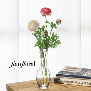 FONG IAN Fiore di Ranuncolo Artificiale Fatto a Mano 40cm, Fiori Artificiali Realistici, Spray Floreale Finto con Foglie Verdi per Decorazioni Casa e Matrimoni - Product Image 1