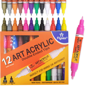 <span class=keywords><strong>Marqueur</strong></span> d'art Flysea à double embout, non toxique, imperméable, séchage rapide, encre permanente japonaise, <span class=keywords><strong>marqueur</strong></span> de peinture, ensemble de stylos - Product Image 2