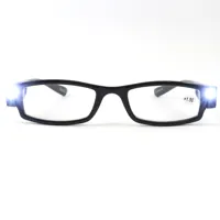 Gafas De lectura con montura cuadrada pequeña, lentes De lectura con luz Led recargable, color negro, venta al por mayor