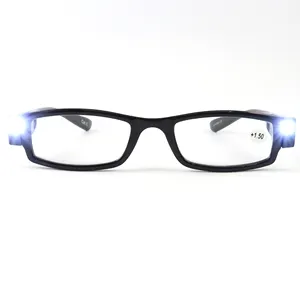 Wholesale Cheap Fashion Black Small Square Frames Lunettes De Lecture Rechargeable Magnifying Led Light Reading Glasses