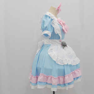 Robe de cosplay Blue Sweet Maid style Lolita avec volants roses pour jeu de rôle anime Printemps 2025 Polyester - Product Image 1