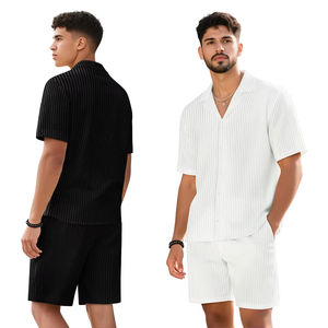 Ensemble décontracté d'été pour hommes en tissu rayé respirant – Vente en gros - Product Image 1