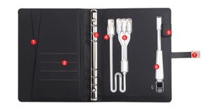 Agenda en cuir PU A5 Business Elite avec calculatrice, porte-cartes multiples, fermeture magnétique, boucle à feuilles mobiles, cadeau - Product Image 5