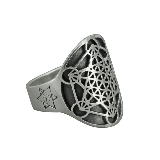 High Quality Metatrons Cube Rings for Men Hypoallergenic 316l Stainless Steel Sacred Geometry Seal Solomon Kabbalah Amulet Ring