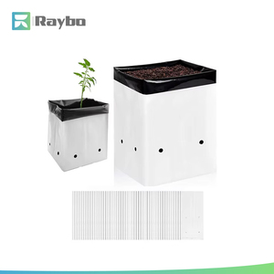 RAYBO Plant Grow Bags White &amp; Black Plastic Nursery Seedling <strong>Pots</strong> with Drain Holes for Garden <strong>Vegetables</strong> Flowers - Product Image 2