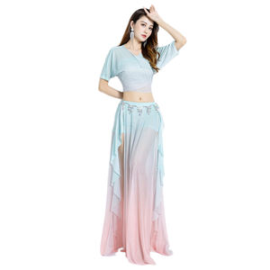 Nuevo Conjunto Completo de Falda Larga con Abertura Alta y Degradado de Color Macaron para <span class=keywords><strong>Danza</strong></span> del Vientre <span class=keywords><strong>Oriental</strong></span> - Product Image 6