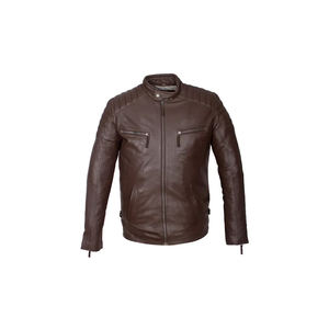 Chaqueta de moto de piel resistente para hombre hecha en fábrica al por mayor, estilo de moda con logotipo personalizado en la espalda para motociclistas - Product Image 3
