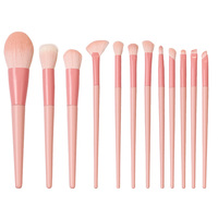 Ensemble de pinceaux de maquillage vegan personnalisés à marque privée, manche rose mat, multifonctionnels, adaptés aux voyages, pour cadeau de vacances