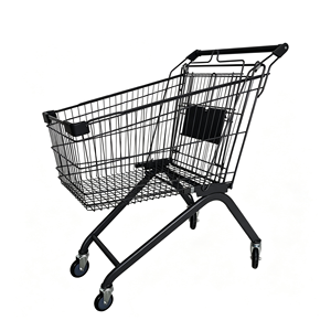 Chariot de courses robuste 340L grande capacité en treillis chromé avec roulettes pivotantes silencieuses pour supermarché et usage commercial – Kit complet - Product Image 1