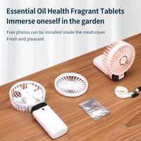 Portable Mini USB bureau et ventilateur extérieur poche pliant petit plastique avec affichage numérique cinq vitesses vent usage domestique