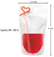 Pochettes transparentes personnalisées avec logo, refermables, en plastique, pour boissons, avec pailles et trou de suspension, pour jus, cocktails et liquides