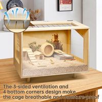 J0 Cages pour cochons d'Inde en bois de bambou Cage pour hamster avec cachette