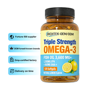 Complément d'OMÉGA-<span class=keywords><strong>3</strong></span> triple force végétalien EPA DHA de Richtek OEM ODM, capsule molle d'acides gras d'huile de poisson - Product Image 1