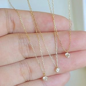 Xinfly Classic 0.15ct Diamond <b>Necklace</b> for Women 6-Claw Setting 18k Gold Fine Jewelry - Product Image 1