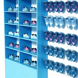 Estante de Madera Rústico con Ganchos, Soporte de Exhibición de Madera Maciza de Varios Niveles para Organizador de Tienda de Zapatos, Armario de Venta al por Menor de Ropa Infantil - Product Image 5