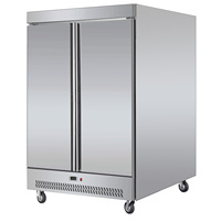 Réfrigérateur vertical commercial en acier inoxydable à double porte, unité inférieure, refroidisseur de cuisine, thermostat numérique réglable -5°C