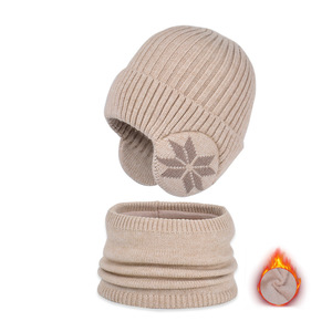 Chapeau pour enfants ensemble d'écharpe <span class=keywords><strong>en</strong></span> polaire d'hiver <span class=keywords><strong>bonnet</strong></span> tricoté chapeau de protection des oreilles chaud pour garçons - Product Image 6