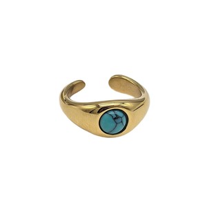 yunnique Fashion <b>Rings</b> Gold Plated <b>Open</b> Teardrop Inlaid Stone Unisex Jewelry Gift - Product Image 5