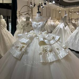 Vestido de Novia Lsml098 sin Tirantes con Flores 3D, Cintura con Volantes, Falda Larga, Silueta Alta y Delgada, Jancember - Product Image 6